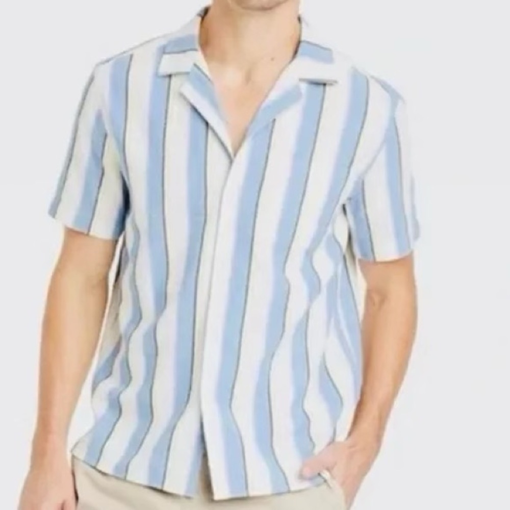 Blue and White Striped Mens Shirt